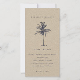 Tropical Palm Tree Navy Kraft Hochzeit einladen Dankeskarte