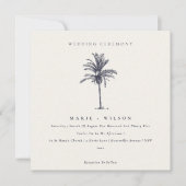 Tropical Palm Tree Navy Kraft Hochzeit einladen Dankeskarte (Vorderseite)