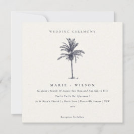 Tropical Palm Tree Navy Kraft Hochzeit einladen Dankeskarte