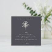 Tropical Palm Tree Navy Kraft Hochzeit einladen Dankeskarte (Stehend Vorderseite)