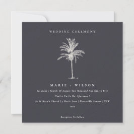 Tropical Palm Tree Navy Kraft Hochzeit einladen Dankeskarte