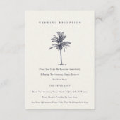 Tropical Palm Tree Navy Kraft Hochzeitsempfang Begleitkarte (Vorderseite)