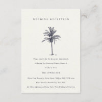 Tropical Palm Tree Navy Kraft Hochzeitsempfang