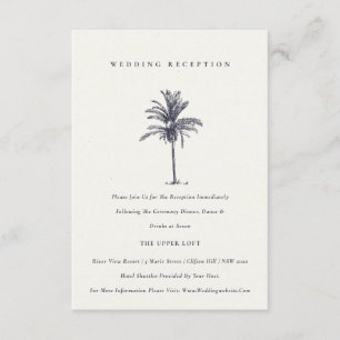 Tropical Palm Tree Navy Kraft Hochzeitsempfang Begleitkarte