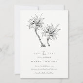 Tropical Palm Tree Navy Kraft Save the Date Einladung (Vorderseite)