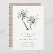 Tropical Palm Tree Navy Kraft Save the Date Einladung (Vorne/Hinten)