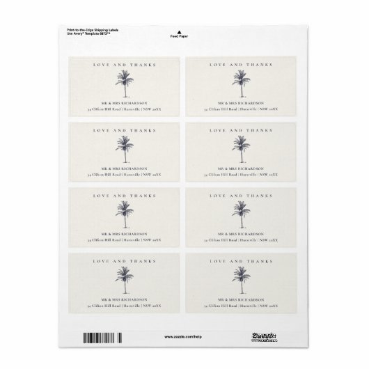 Tropical Palm Tree Navy Kraft Wedding Danke (Vorne)