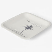 Tropical Palm Tree Navy Kraft Wedding Danke Pappteller (Gewinkelt)