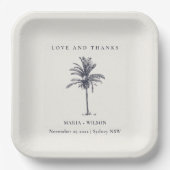 Tropical Palm Tree Navy Kraft Wedding Danke Pappteller (Vorderseite)