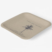 Tropical Palm Tree Navy Kraft Wedding Danke Pappteller (Gewinkelt)