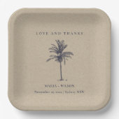 Tropical Palm Tree Navy Kraft Wedding Danke Pappteller (Vorderseite)