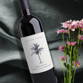 Tropical Palm Tree Navy Kraft Wedding Danke Weinetikett