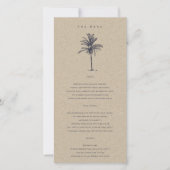 Tropical Palm Tree Navy Kraft Wedding Menu Card Dankeskarte (Vorderseite)