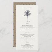 Tropical Palm Tree Navy Kraft Wedding Menu Card Dankeskarte (Vorne/Hinten)