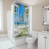 Tropical Palm Tree Ocean Beach Duschvorhang (Beispiel)