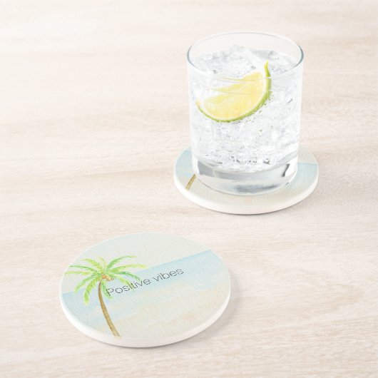 Tropical Palm Tree Ocean Beach Getränkeuntersetzer (Seite)