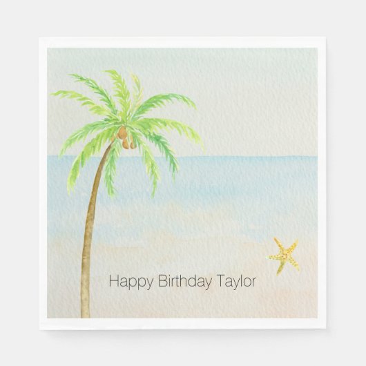 Tropical Palm Tree Ocean Beach Serviette (Vorderseite)