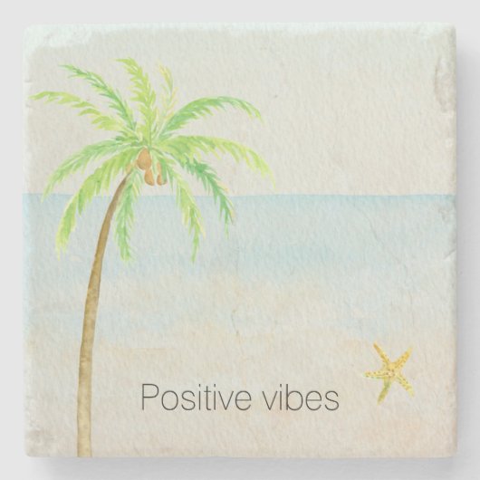 Tropical Palm Tree Ocean Beach Steinuntersetzer (Vorderseite)