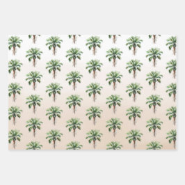 Tropical Palm Tree Ombre Geschenkpapier Set