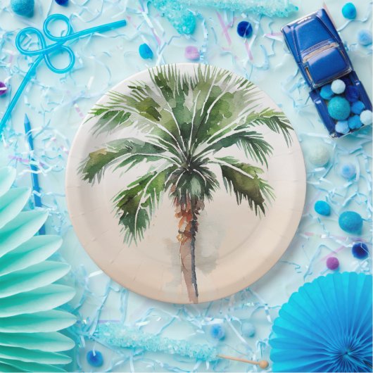 Tropical Palm Tree Ombre Pappteller (Party)