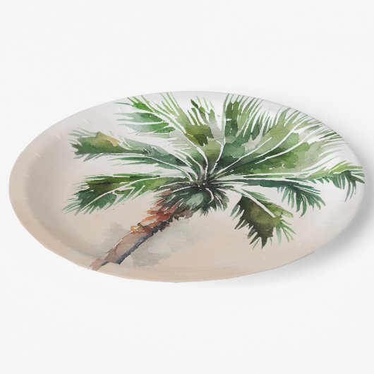 Tropical Palm Tree Ombre Pappteller (Schrägansicht)