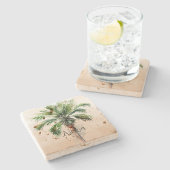 Tropical Palm Tree Ombre Steinuntersetzer (Seitenansicht)