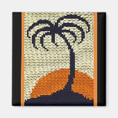 Tropical Palm Tree Orange Sunrise Crochet Print on Magnet (Vorne)