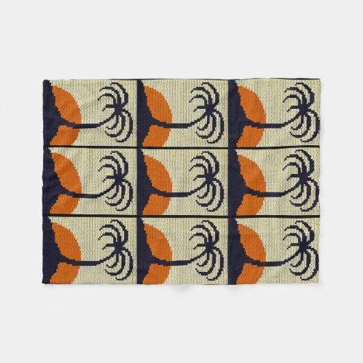 Tropical Palm Tree Orange Sunset Crochet Print on Fleecedecke (Vorderseite (Horizontal))