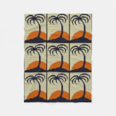 Tropical Palm Tree Orange Sunset Crochet Print on Fleecedecke (Vorderseite)