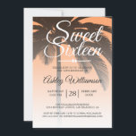 Tropical Palm Tree Orange Sweet 16 16. Geburtstag Einladung<br><div class="desc">Modernes, tropisches Orangendesign Sweet 16 Geburtstagseinladung mit Palmenhintergrund. Die helle Papaya-Orange verblasst auf einem weißen Hintergrund. Der Text "16 . Geburtstag" in Weiß ist Set in der modernen Schrift. Elegante 16. Geburtstagsfeier für ein glamouröses 16 . Geburtstag, das perfekt für sie ist, die Modeerscheinung, die modernes Design, Luxus und Glamour...</div>