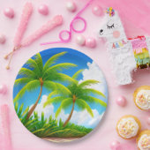Tropical Palm Tree Paper Plate Pappteller (Party)