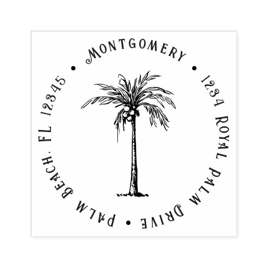 Tropical Palm Tree Personalized Return Address Gummistempel (Prägung)