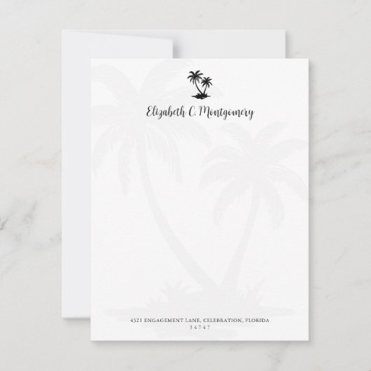 Tropical Palm Tree Personalized Stationery Mitteilungskarte (Vorderseite)