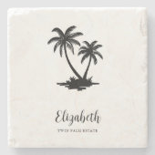 Tropical Palm Tree Personalized Steinuntersetzer (Vorderseite)