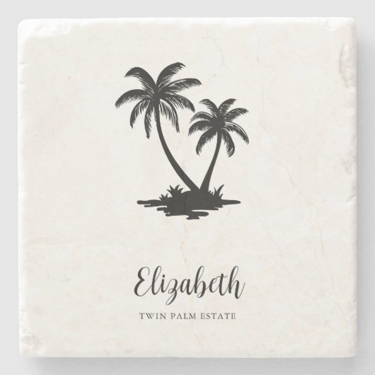 Tropical Palm Tree Personalized Steinuntersetzer (Vorderseite)