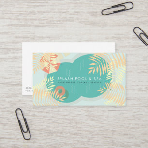 Tropical Palm Tree Pool Service Business Card Visitenkarte