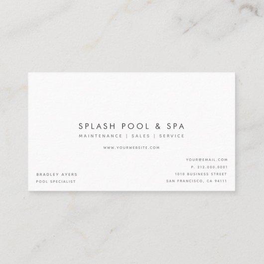 Tropical Palm Tree Pool Service Business Card Visitenkarte (Rückseite)