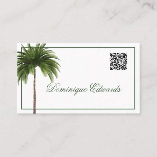 Tropical Palm Tree QR Code Stilvoll Beruflich Visitenkarte (Vorderseite)