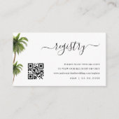 Tropical Palm Tree Qr Code Wedding Gift Registry Begleitkarte (Vorderseite)