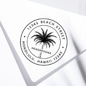Tropical Palm Tree Round Rücksendeadresse Gummistempel