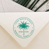 Tropical Palm Tree Round Rücksendeadresse Permastempel