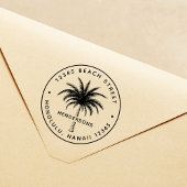 Tropical Palm Tree Round Rücksendeadresse Permastempel