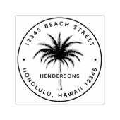 Tropical Palm Tree Round Rücksendeadresse Permastempel (Design)
