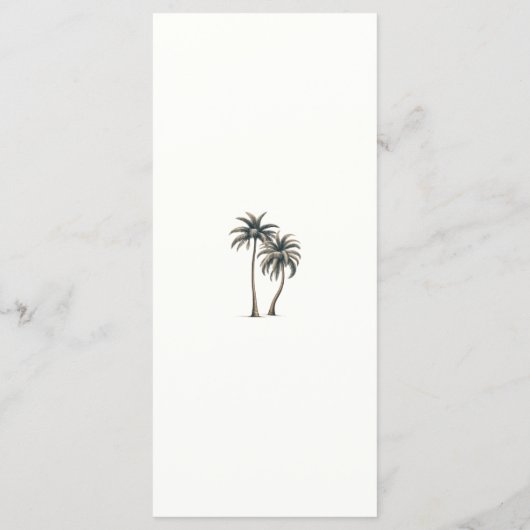 Tropical Palm Tree Rustic Coastal Wedding Menü Menükarte (Rückseite)