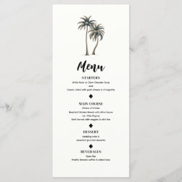 Tropical Palm Tree Rustic Coastal Wedding Menü Menükarte