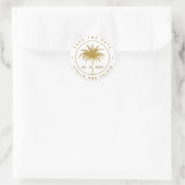 Tropical Palm Tree Save the Date Gold Runder Aufkleber (Tasche)