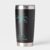 Tropical Palm Tree Seas and Greetings Christmas Thermobecher (Vorderseite)