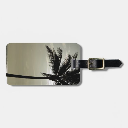 Tropical Palm Tree Silhouette Gepäckanhänger (Vorderseite horizontal)