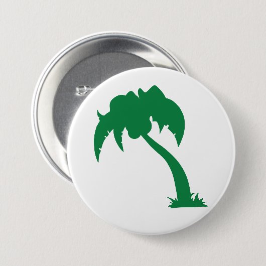Tropical Palm Tree Silhouette Green Island Beach Button (Vorne & Hinten)