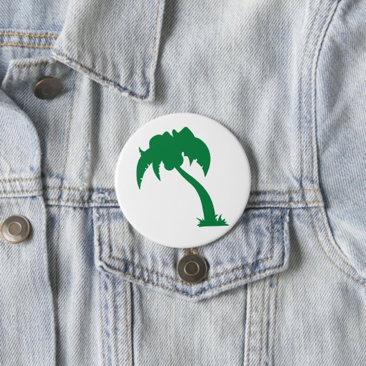 Tropical Palm Tree Silhouette Green Island Beach Button (Beispiel)